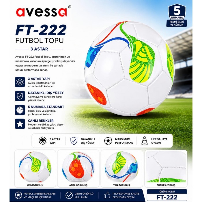 Avessa Ft-222 Futbol Topu 3 Astar Beyaz