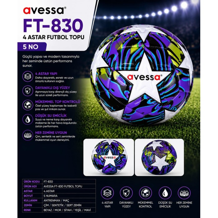 Avessa Ft-830 Futbol Topu 4 Astar
