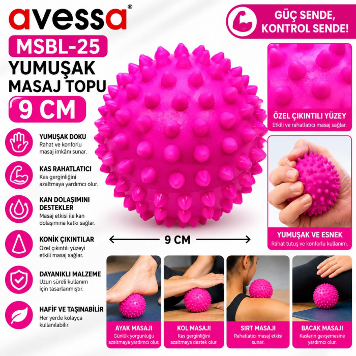 Avessa Msbl-25 Yumuşak Masaj Topu 9 Cm Pembe Avessa Msbl-25 Yumuşak Masaj Topu 9 Cm Pembe