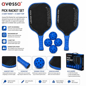 Avessa Pkl-Set-200 Fiberglass Pıckle Raket Set Mavi